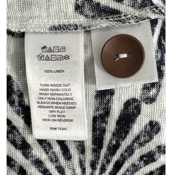 Joie Linen Cap Sleeve Palm Leaf Print Top Black Grey Size M - Picture 4 of 7